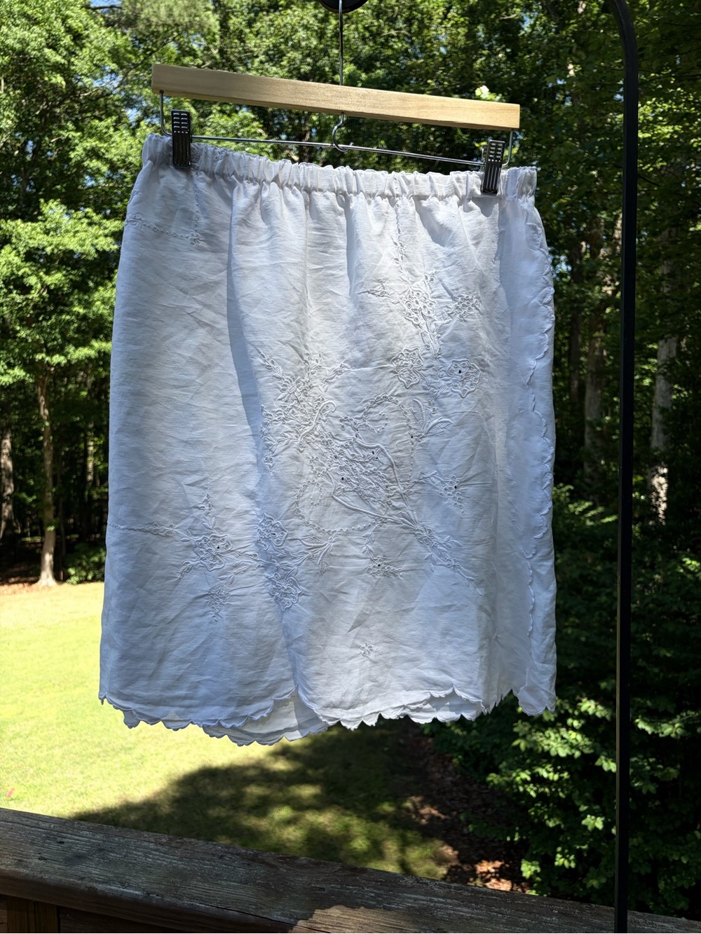 White Cotton Skirt - Handmade from vintage table linens
